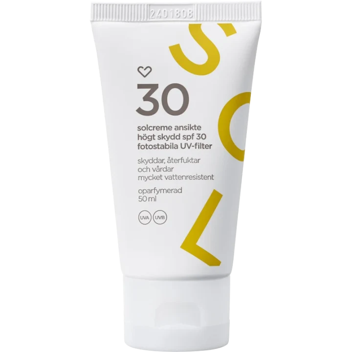 Hjärtats Solkräm Ansikte Oparfymerad SPF30 50 ml Hjärtats
