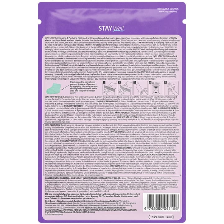 Stay Well Healing & Purifying Foot Mask Charcoal 1 par Stay Well