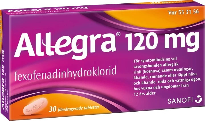 Allegra filmdragerad tablett 120 mg 30 st Allegra
