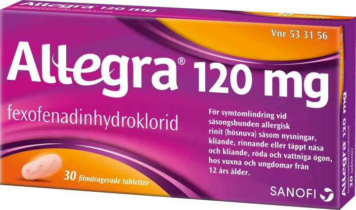 Allegra filmdragerad tablett 120 mg 30 st Allegra
