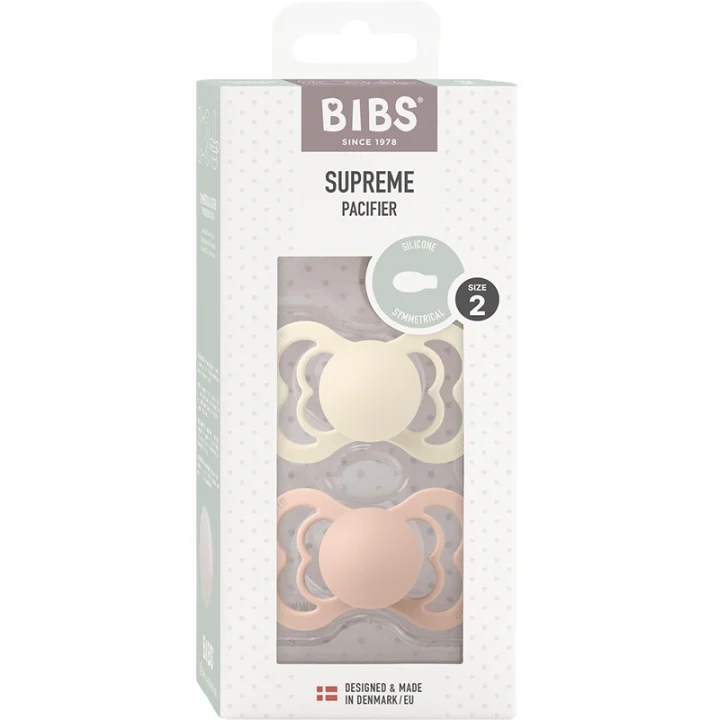 BIBS Supreme Silicone Ivory/Blush 2-pack Size 2 Bibs
