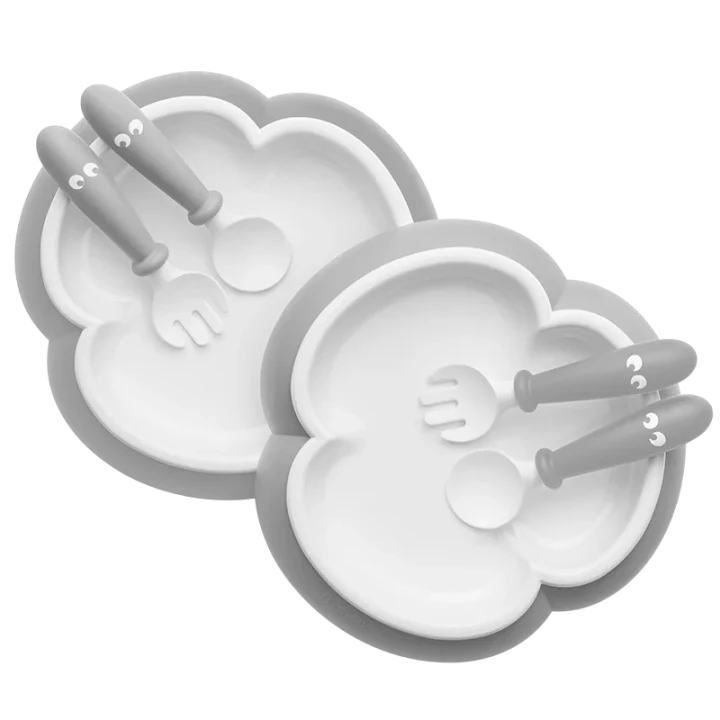 BabyBjörn Barntallrik Sked och Gaffel 2 set Grå Babybjörn