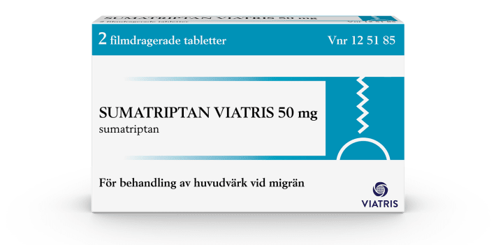 Sumatriptan Viatris 50 mg 2 tabletter Mylan
