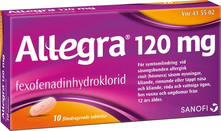 Allegra filmdragerad tablett 120 mg 10 st Allegra
