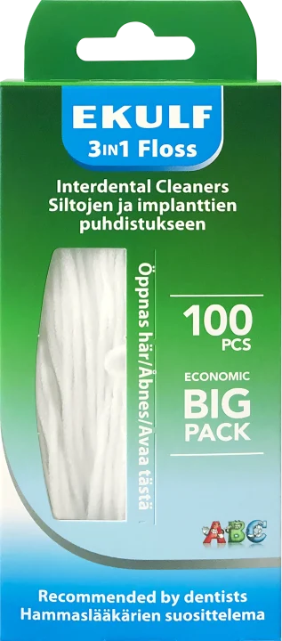 Ekulf 3in1 Floss Tandtråd 100 st Ekulf