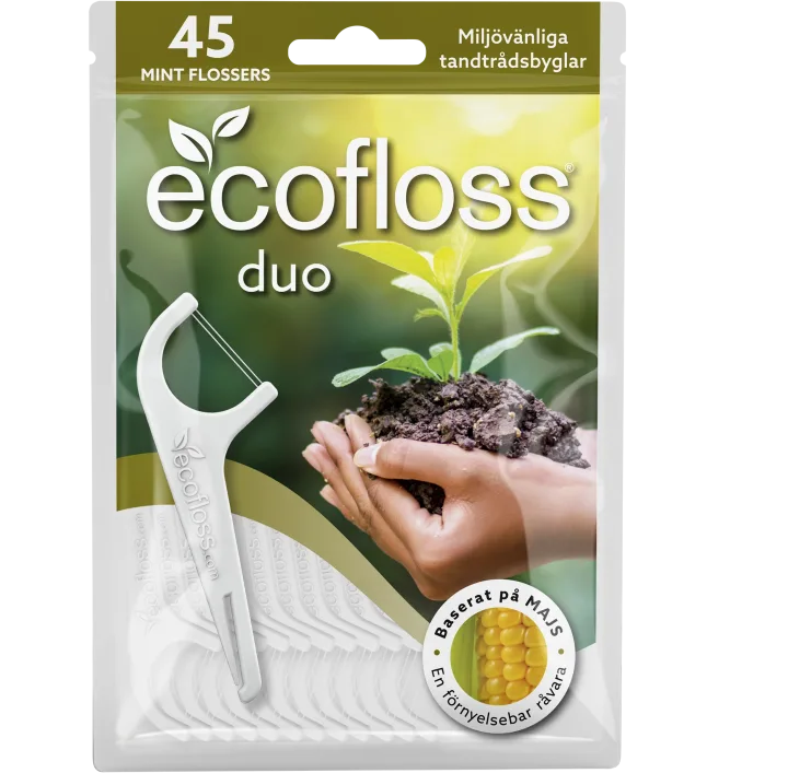 Ecofloss Duo Tandtråd med Hållare 45 st Ecofloss