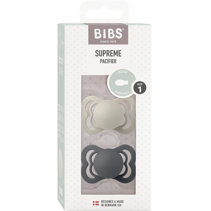 BIBS Supreme Silicone Sand/Iron 2-pack Size 1 Bibs
