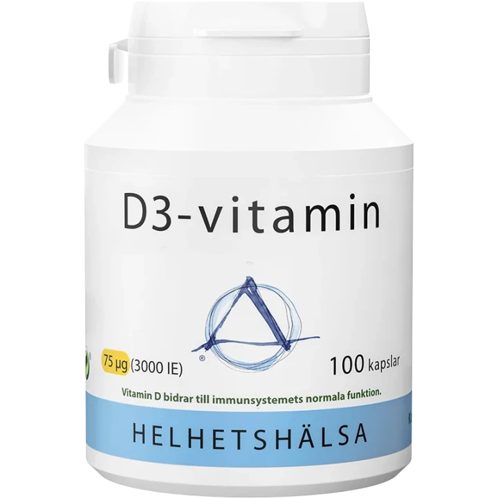 Helhetshälsa D3-vitamin, 75 µg, 3000 IE 100 kapslar Helhetshälsa