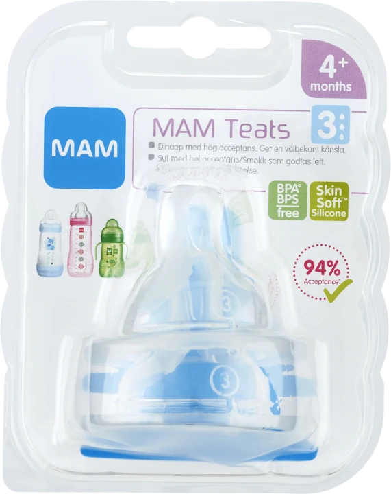 MAM Teat Dinapp 2-pack Storlek 3, 4 mån+ Mam