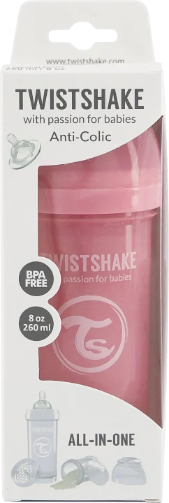 Twistshake Anti-Colic nappflaska 260 ml Pastell Rosa Twistshake