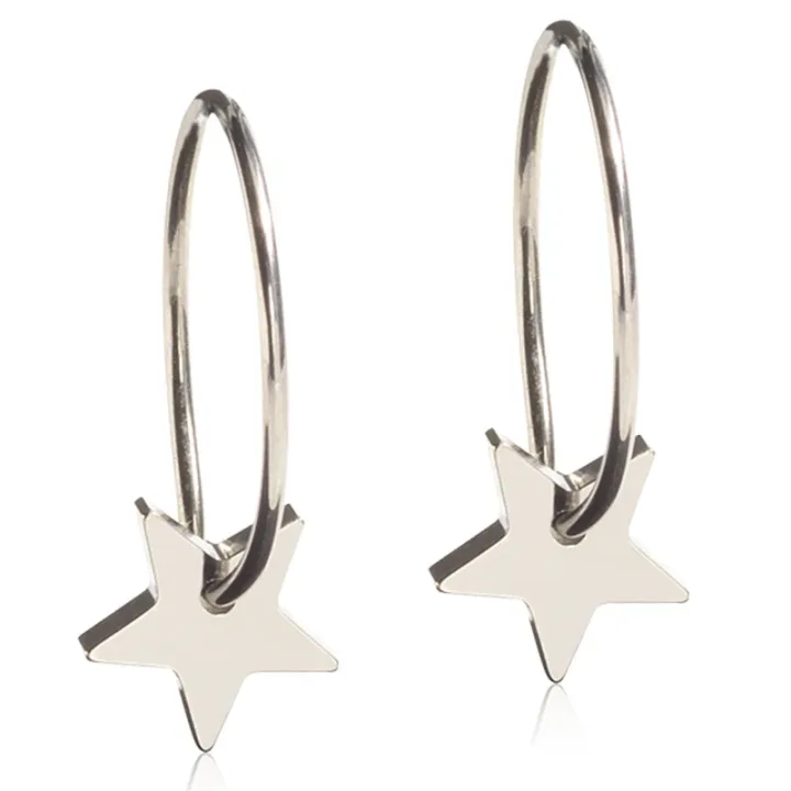 Blomdahl Örhänge Natural Titanium Ear Ring Pendant Star 8 mm Blomdahl