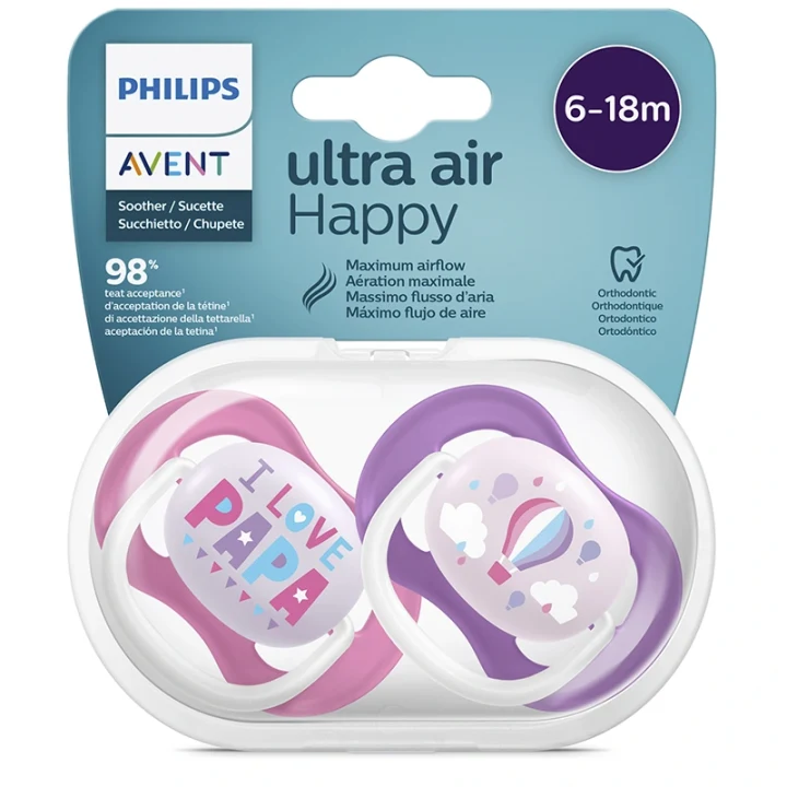 Philips Avent Ultra Air Napp 6-18 mån Pappa/Ballong 2-pack Philips Avent