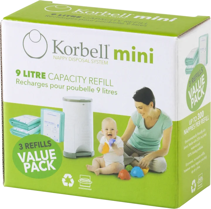 Korbell MINI Refill till blöjhink 9 liter 3-pack Korbell