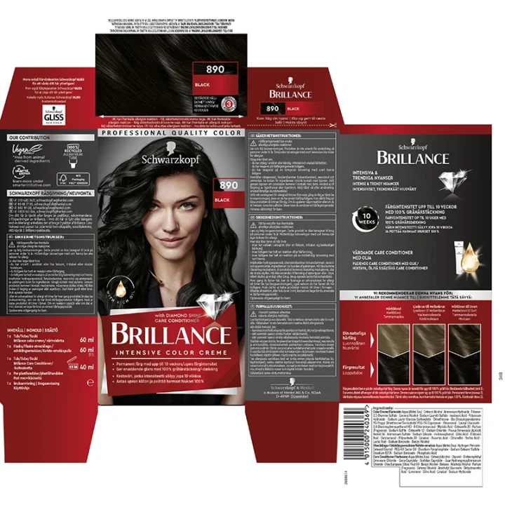Schwarzkopf Brillance Hårfärg 890 Black Schwarzkopf