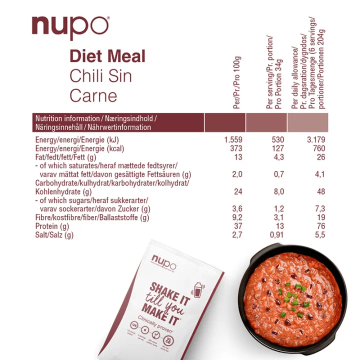 Nupo Diet Meal Chili Sin Carne 10 portioner Nupo
