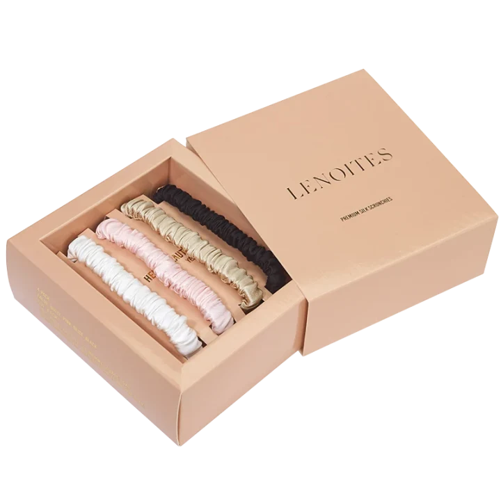 Lenoites Mulberry Silk Skinny Scrunchies White, Pink, Beige, Black Lenoites