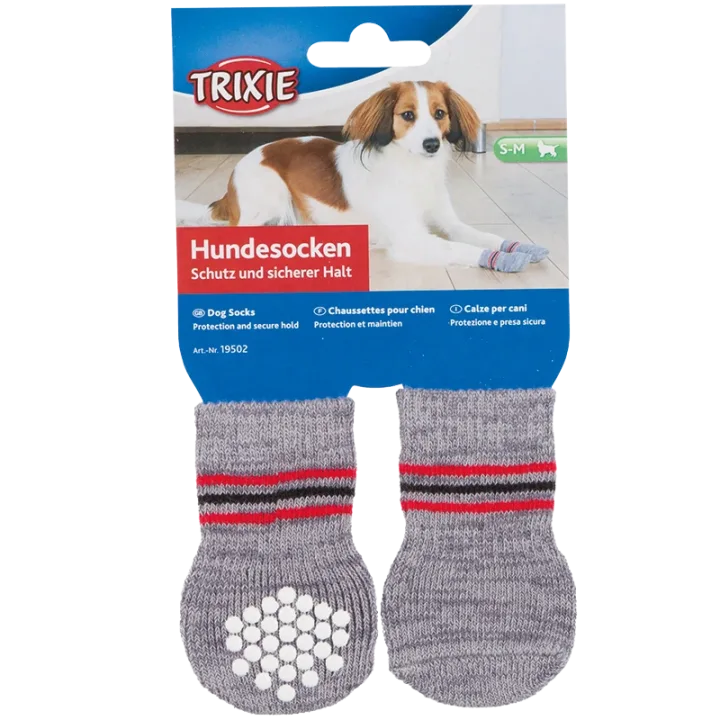 Trixie Hundsock 2-pack Non-slip Grå M-L Trixie