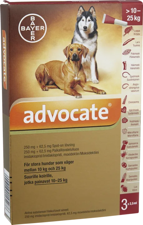 Advocate® för stora hundar Spot-on, lösning 250mg/62,5mg Dospipett, 3st (2,5ml) 