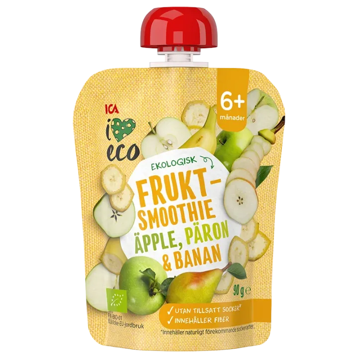 ICA I Love Eco Fruktsmoothie Äpple Päron Banan 90 g ICA I Love Eco