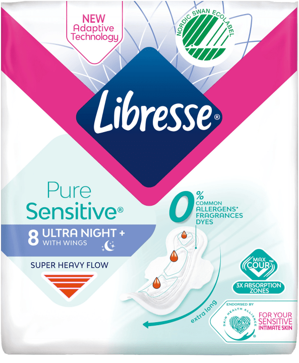 Libresse Pure Sensitive Ultra Night Wing 8-pack Libresse
