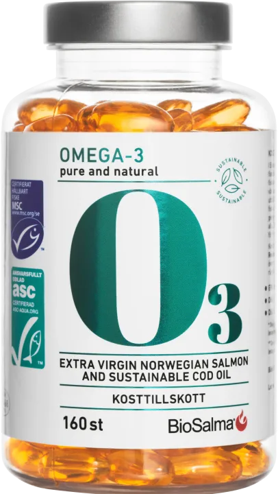BioSalma Miljömärkt Omega-3 pure and natural 160 kapslar BioSalma