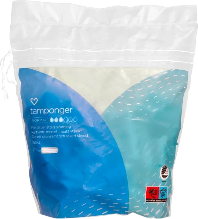 Hjärtats tamponger Normal 100 st Hjärtats