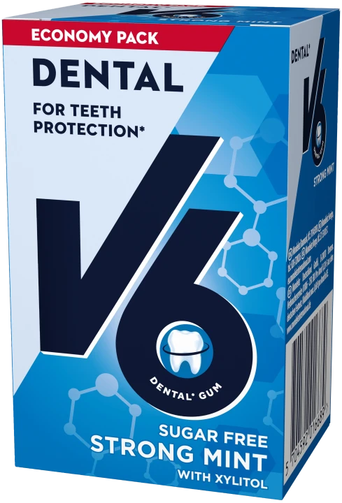 V6 Dental Care Strong Mint tuggummi 72g V6