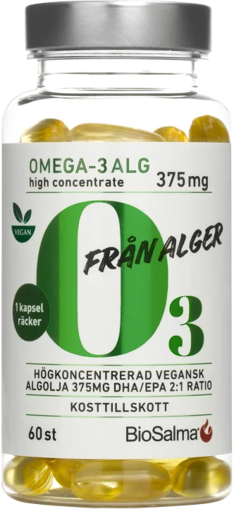 BioSalma Omega-3 av Alg 375 mg DHA/EPA 60 kapslar BioSalma