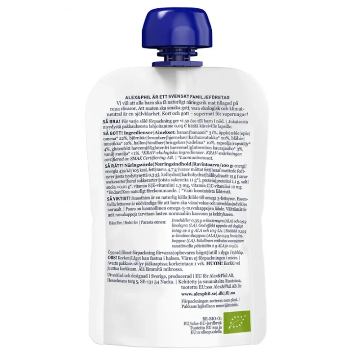 Alex & Phil Vår Blåbär- & Vaniljsmoothie 100 g Alex & Phil