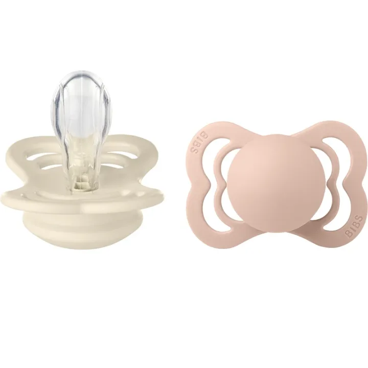 BIBS Supreme Silicone Ivory/Blush 2-pack Size 1 Bibs