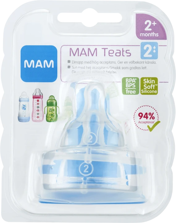 MAM Teat Dinapp 2-pack Storlek 2, 2 mån+ Mam