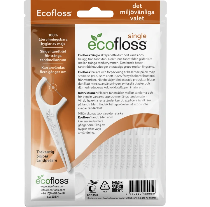Ecofloss Single Tandtråd med Hållare 45 st Ecofloss