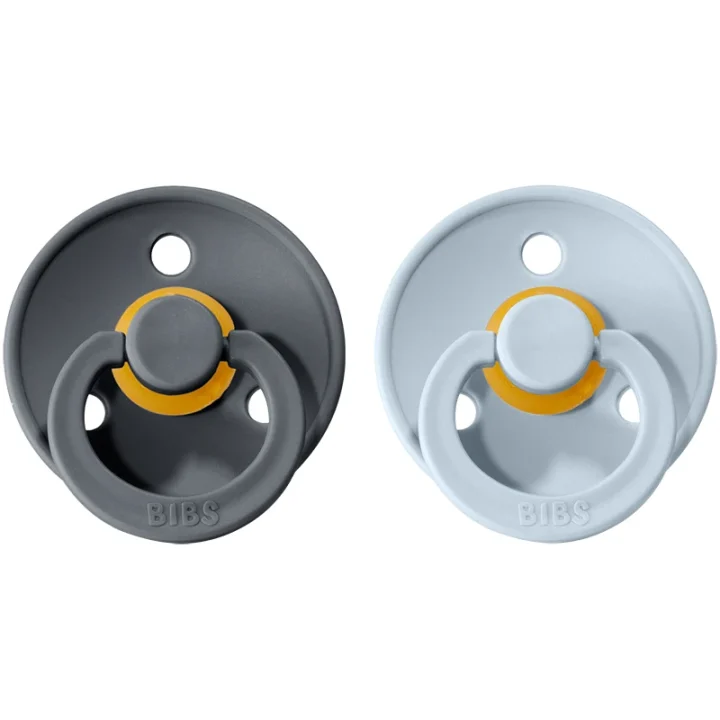 BIBS Colour Latex Size 2 Iron/Baby Blue 2-pack Bibs