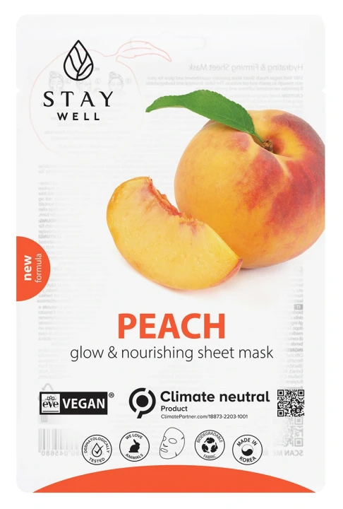 Stay Well Vegan Sheet Mask Peach 1 st Stay Well