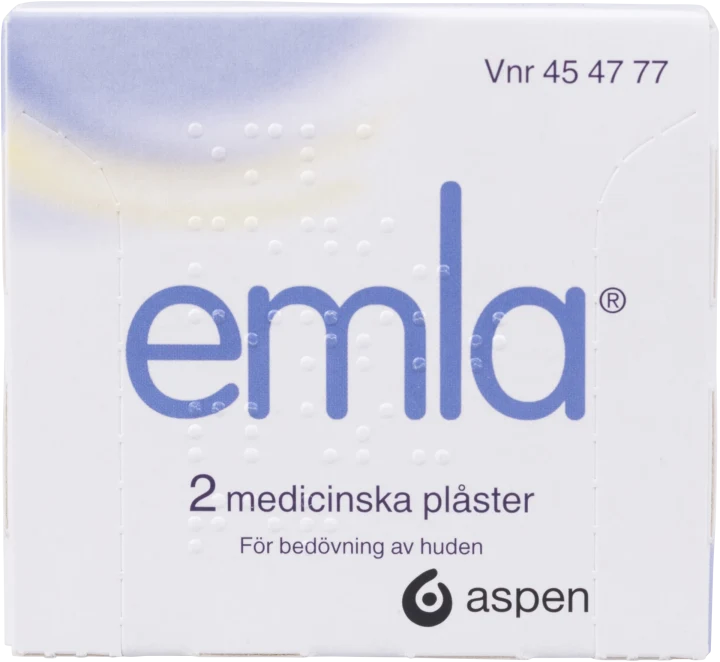 Emla medicinskt plåster 25 mg/25 mg 2 st Emla
