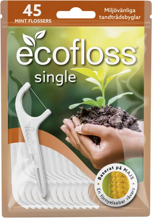 Ecofloss Single Tandtråd med Hållare 45 st Ecofloss
