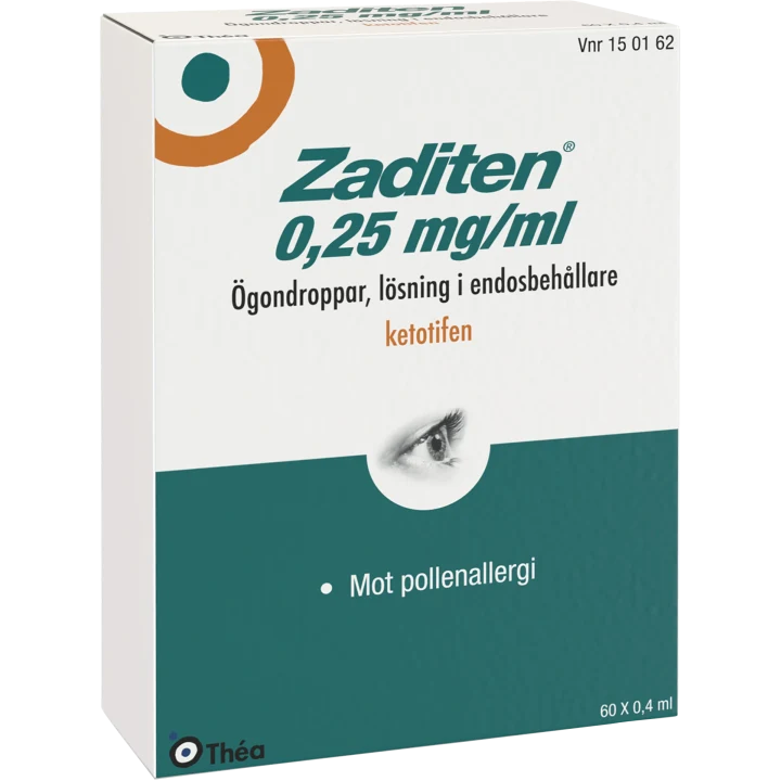 Zaditen ögondroppar lösning i endosbehållare 0,25 mg/ml 60x0,4 ml Zaditen