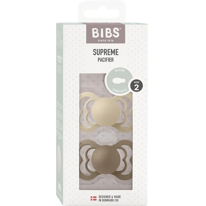 BIBS Supreme Silicone Vanilla/Dark Oak 2-pack Size 2 Bibs