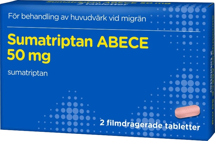 Sumatriptan ABECE 50 mg 2 filmdragerade tabletter ABECE