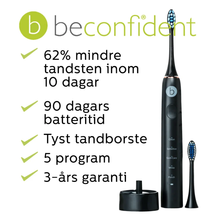 Beconfident Sonic Whitening Tandborste Svart/Roseguld 1 st Beconfident