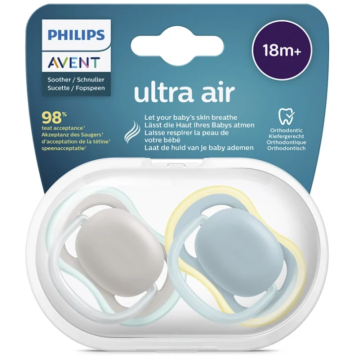 Philips Avent Ultra Air Napp 18 mån+ Grå/Teal 2-pack Philips Avent