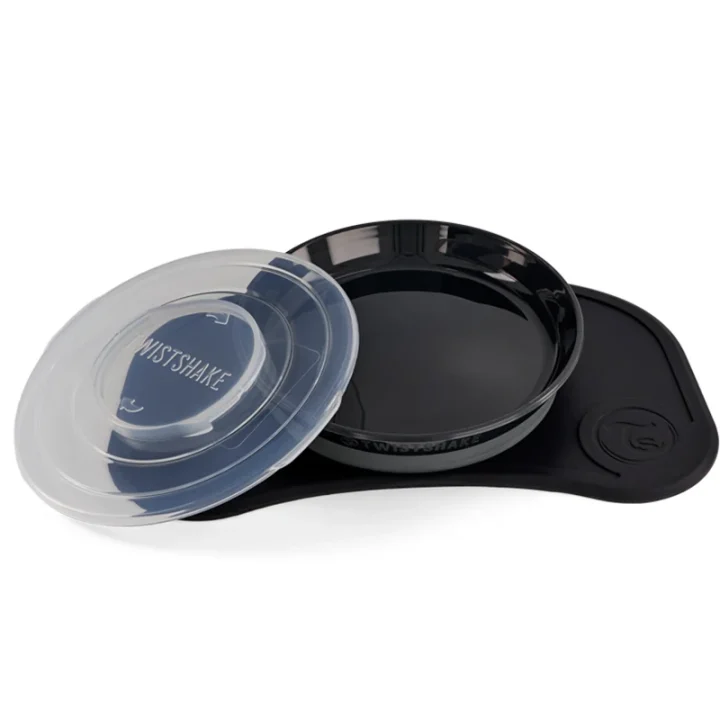 Twistshake Click-Mat Mini + Plate Black Twistshake