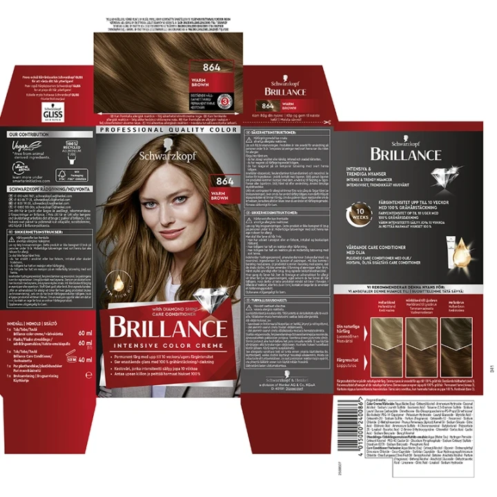 Schwarzkopf Brillance Hårfärg 864 Warm Brown Schwarzkopf