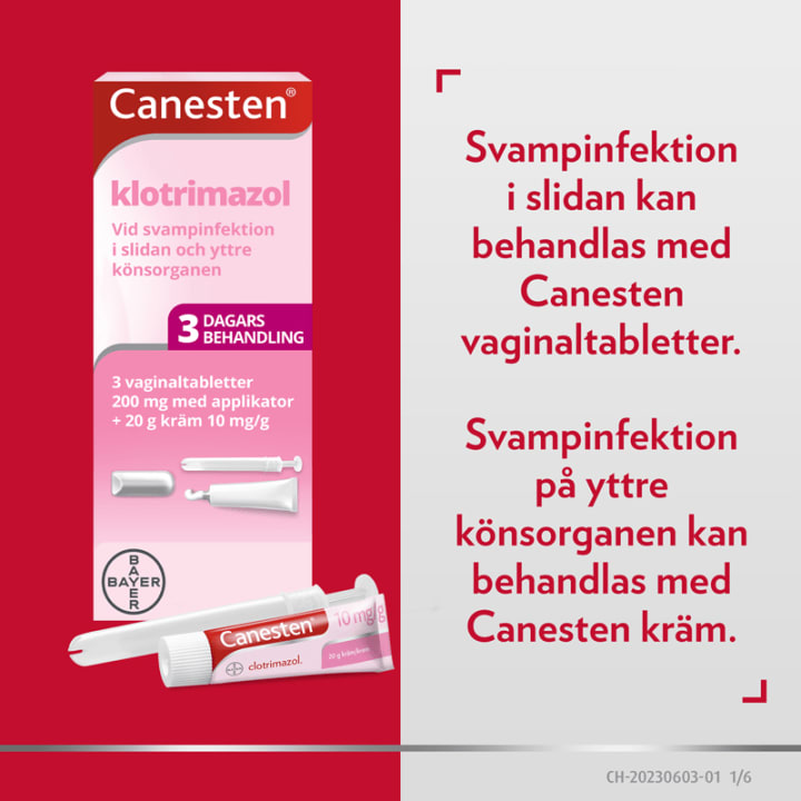 Canesten vaginaltablett och kräm 200 mg+1% 3 st Canesten