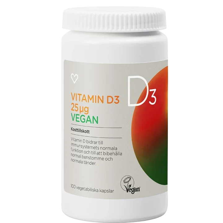Hjärtats Vitamin D3 25µg Vegan Kapsel 100 st Hjärtats