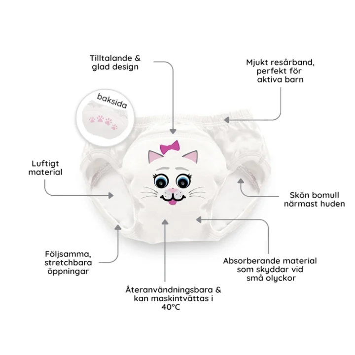 My Carry Potty Potträningsbyxa Katt 3-pack 2-3 år Mycarrypotty