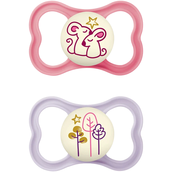 MAM Air Night Napp Silicone 6-16 mån 2-pack Rosa Mam