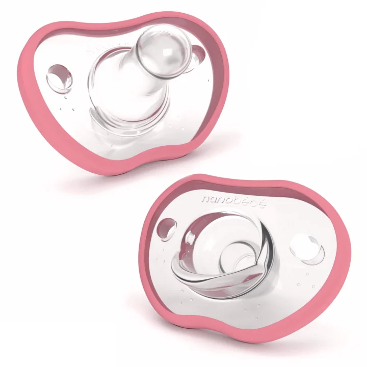 Nanobébé Flexy Napp Silikon 0-3 mån 2-pack Rosa Nanobébé