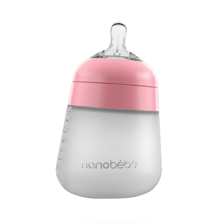 Nanobébé Flexy silikonflaska Anti-kolik 270 ml  Rosa Nanobébé