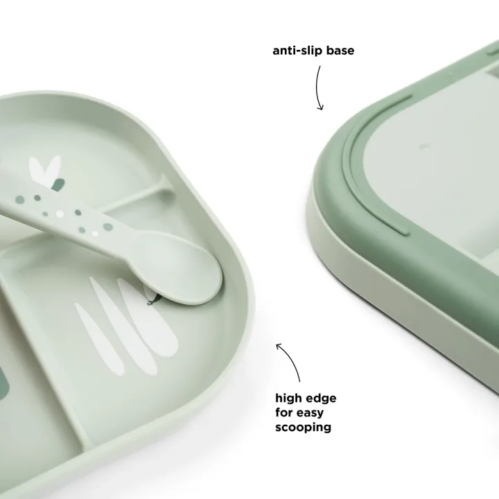 Done by Deer Foodie Compartment Plate Croco Green Done by Deer